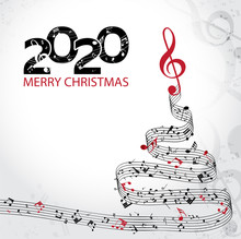 Musical Happy New Year Background With Notes 2020