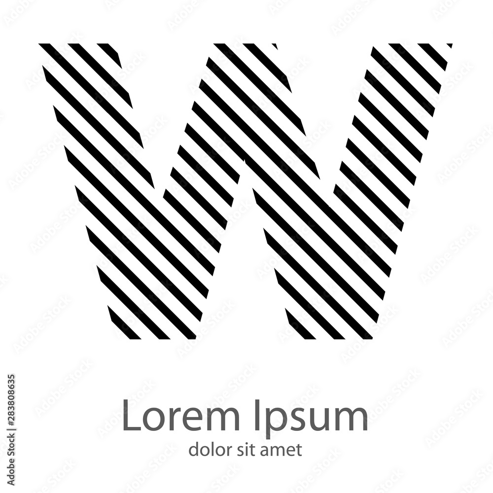 Photo Art Print Logotipo Con Letra W Con Patrón Rayado En