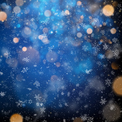 Wall Mural - Abstract Merry Christmas blurred snowflakes and bokeh light template. EPS 10