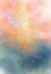 Wall Mural - Star field in galaxy space with nebula, abstract watercolor digital art painting for texture background