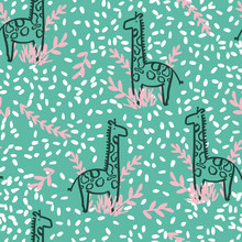 Giraffe Safari Seamless Repeat Pattern Design