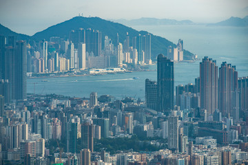 Hong Kong, China - August, 2019: Hong Kong city scape, modern building skyscraper in Hong Kong