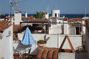 Sticker - mediterranean village, port Sitges, Spain