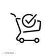 online order icon, add in cart, e-commerce, thin line symbol on white background - editable stroke vector illustration eps 10