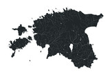 Fototapeta  - Baltic states - map of Estonia. Hand made. Rivers and lakes are shown. Please look at my other images of cartographic series - they are all very detailed and carefully drawn by hand WITH RIVERS AND LA