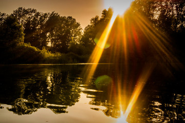 Poster - Picturesque autumn sunset over the river