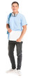© Pixel-Shot - Portrait of young student with laptop on white background