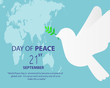 © Homeshark5tudio - Design concept for greeting card, International Peace Day. Poster with peace symbol and dove.