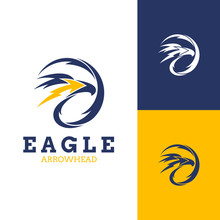 Eagle Head Arrow Logo.circle Emblem Style.flat Falcon Icon.vector Illustration.modern Logo Design