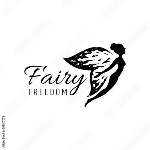 fairy logo with rustic/grunge wings Poster Mural XXL
