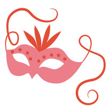 Pink Mask Flat Color Illustration On White