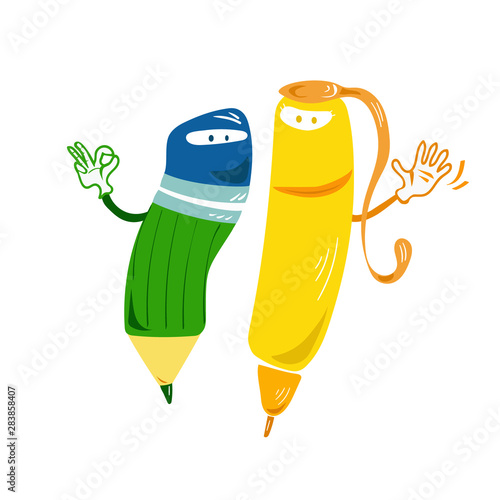 Vector Image Of Pen And Pencil Stationary Logo Or Promotional