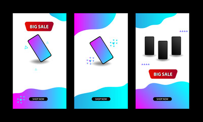 Wall Mural - Vibrant Blue Fluid Banner template. Suitable for social media stories, story, internet web banner, flyer,poster and brochure.