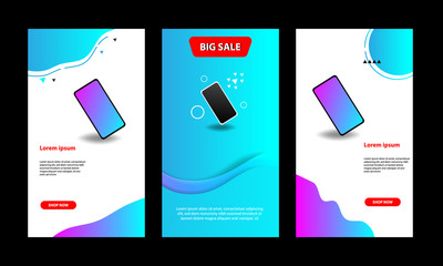 Wall Mural - Vibrant Blue Fluid Banner template. Suitable for social media stories, story, internet web banner, flyer,poster and brochure.