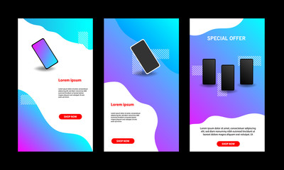 Wall Mural - Vibrant Blue Fluid Banner template. Suitable for social media stories, story, internet web banner, flyer,poster and brochure.