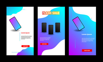 Wall Mural - Vibrant Blue Fluid Banner template. Suitable for social media stories, story, internet web banner, flyer,poster and brochure.