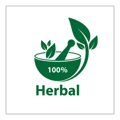 Wall Mural - green herbal logo template,herbal 100 on white background