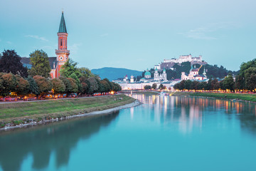 Wall Mural - Amazing Salzburg skyline with Festung Hohensalzburg old town in the summer, Salzburg, Austria