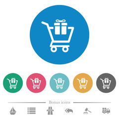 Poster - Gift shopping flat round icons