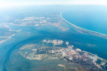 Wall Mural - Aerial view of peninsula between Ria Formosa and Atlantic Ocean in Portugal