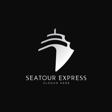 Elegant Luxury Silver Cruise Ship Logo Template