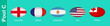 5 flags in the style of a Rugby ball. Flags of the nations participating in Rugby 2019, pool C.