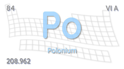 Polonium chemical element  physics and chemistry illustration backdrop