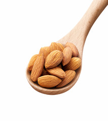 Wall Mural - Almonds on wooden spoon