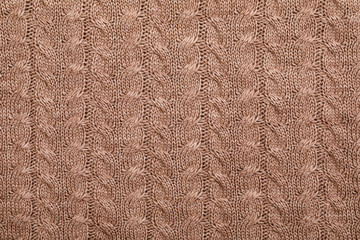 Wall Mural - Brown cable knitting fabric textured background