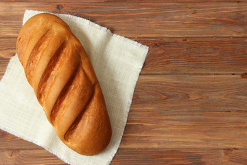 Tasty bread on the table top view.