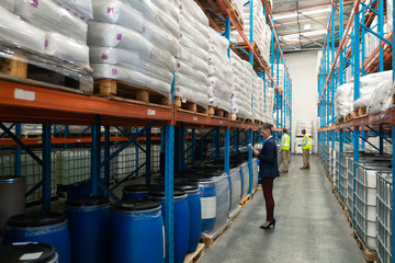 Wall Mural - Warehouse staff checking stocks in warehouse