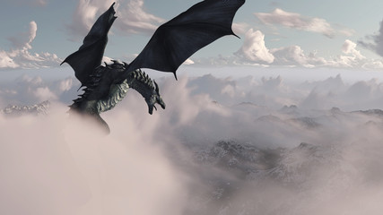 Wall Mural - High resolution Ice dragon 3D rendered. Write your text and use it as poster, header, banner or etc.