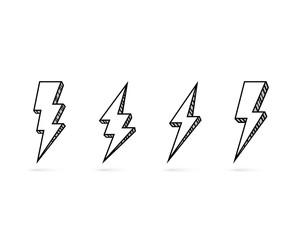 Wall Mural - Electric lightning, set of icons on a white background.