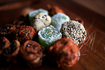 Oriental sweets are assorted, Turkish delight and baklava