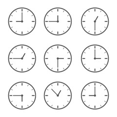 Wall Mural - clock icon set. linear clock icon. vector illustration
