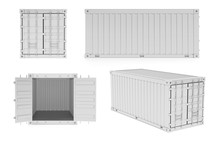 White Shipping Freight Containers. 3d Rendering Illustration