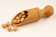 chickpeas in a scoop on a white background