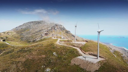 Wall Mural - Wind turbines by the coast