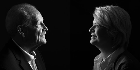 Wall Mural - Black and white portrait of different people