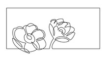 Continuous Line Drawing Of Two Beautiful Poppy Flowers Invitation Card Design