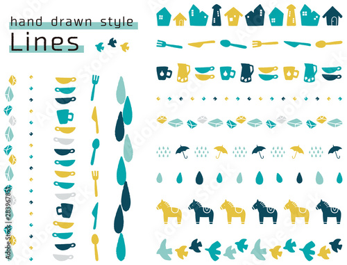 手描き風の飾り罫のセット