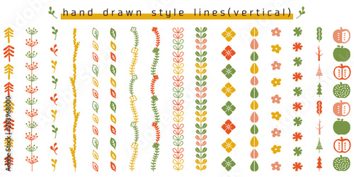 手描き風の飾り罫のセット（タテ）