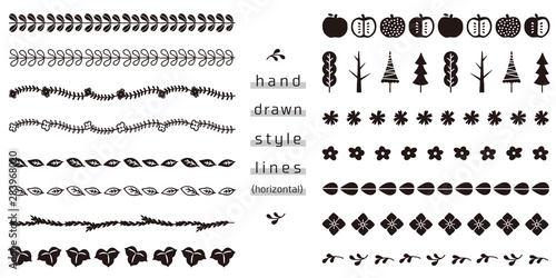手描き風の飾り罫のセット（ヨコ）