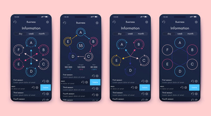 Different UI, UX, GUI screens and flat web icons for mobile apps