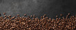 canvas print picture - Banner - Fresh Coffee Beans With Dark Background 