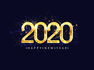 Happy New Year 2020. Vector illustration concept for background, greeting card. Website, mobile website and social media banner. Party invitation card and other marketing material.