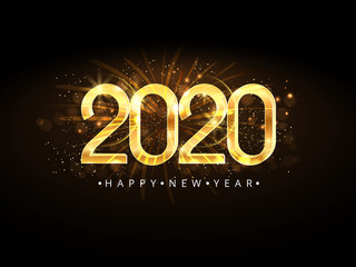 Happy New Year 2020. Vector illustration concept for background, greeting card. Website, mobile website and social media banner. Party invitation card and other marketing material.