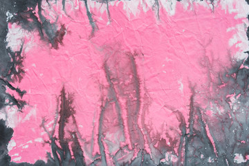 Wall Mural - pink watercolor painted on creased paper background texture