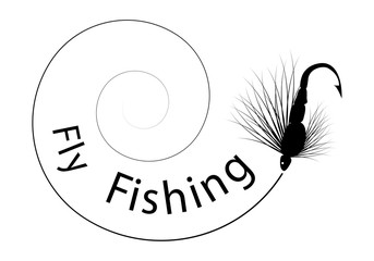 Wall Mural - clip art black fishing on white background - Vector