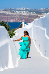 Wall Mural - Woman On Vacation In Santorini